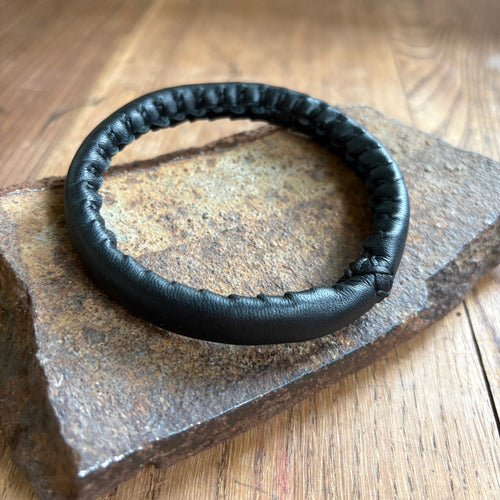 Hand Stitched Leather Bangle—Pampa Onyx, made-to-order