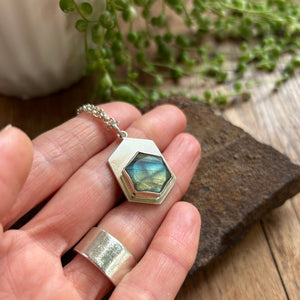 Hexagon Labradorite Necklace, ready-to-ship