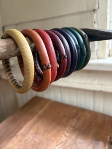Hand Stitched Leather Bangle—Pickle Rick, made-to-order