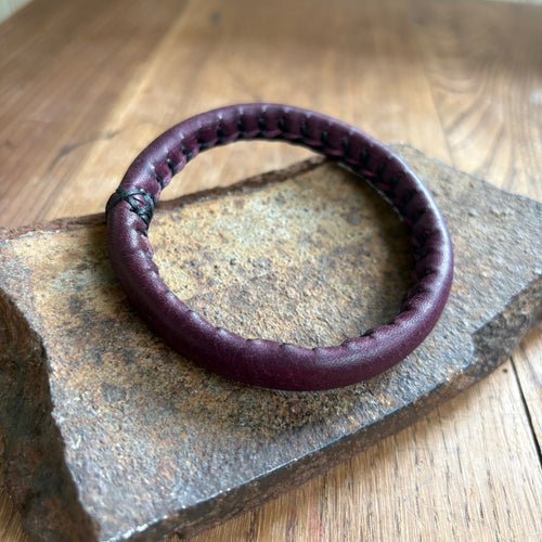 Hand Stitched Leather Bangle—Pueblo: Purple, made-to-order