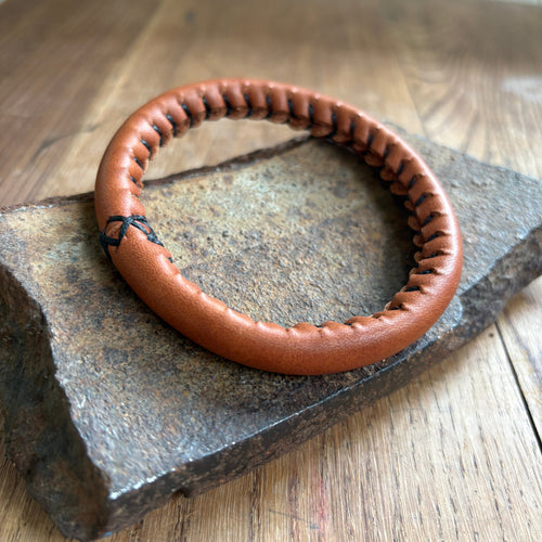 Hand Stitched Leather Bangle—Taos Oro, made-to-order