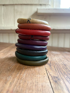 Hand Stitched Leather Bangle—Pickle Rick, made-to-order