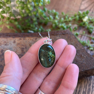 Dichroic Glass Necklace—Green