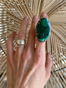 Malachite and Sterling Silver Ring, US 7.5