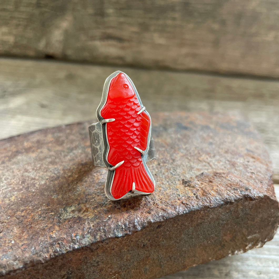 Red Swedish Fish Ring, US 8.5