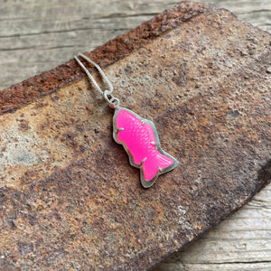 Mini Swedish Fish Necklace—Neon Pink