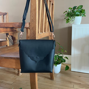 Small Black Leather Crossbody Bag, ready-to-ship