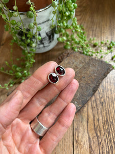 Garnet Post Earrings
