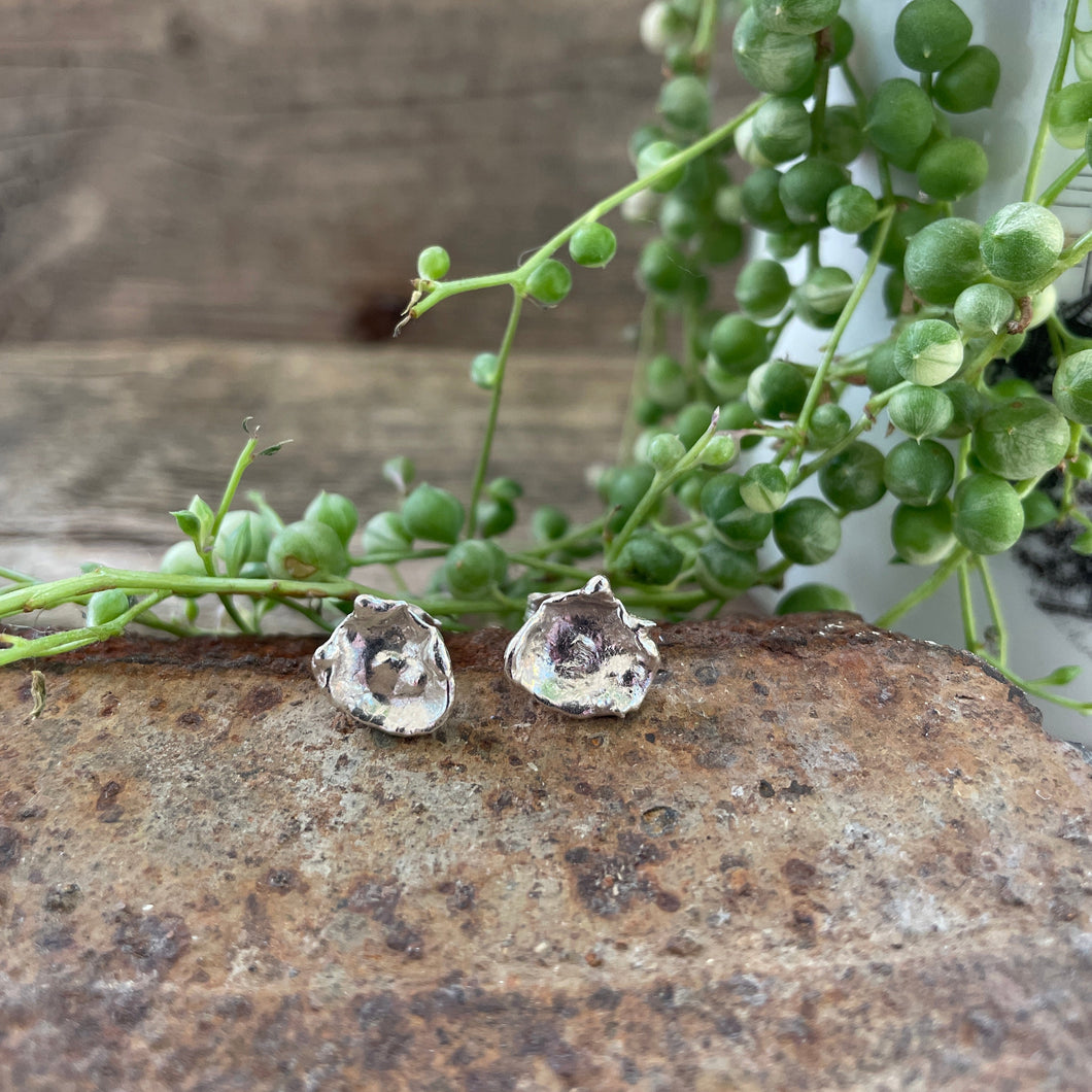 Water Cast Silver Post Earrings