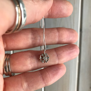 Mandala Charm Necklace, Sterling Silver
