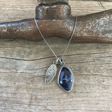 Sodalite and Leaf Charm Necklace, ready-to-ship