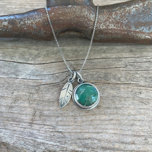 Chrysoprase and Leaf Charm Necklace, ready-to-ship