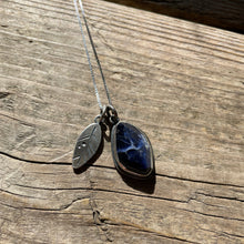 Sodalite and Leaf Charm Necklace, ready-to-ship