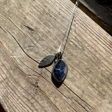 Sodalite and Leaf Charm Necklace, ready-to-ship
