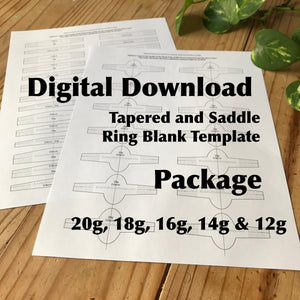 Ring Blank Template PACKAGE—US sizes, Saddle and Tapered—Digital Download