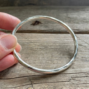 Thick Silver Bangle, Smooth