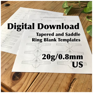 Ring Blank Template—US Sizes, 20g/0.8mm—Saddle Ring and Tapered Band—Digital Download