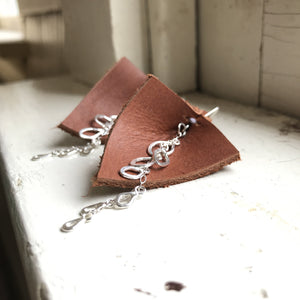 Cascading Grow Earrings with Salvaged Leather, ready-to-ship