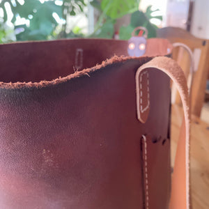 Gingerbread Horween Leather Over-Sized Tote Bag, ready-to-ship