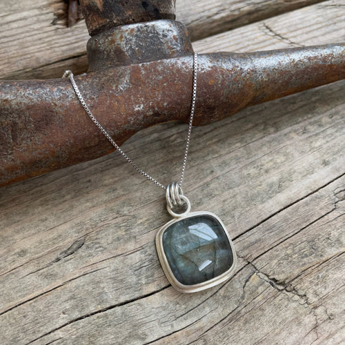 Square Labradorite Necklace, ready-to-ship