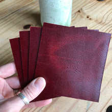 Square Leather Coaster, Tasman—Marble Red
