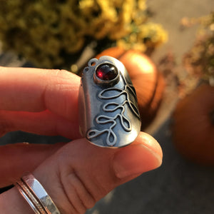 Garnet Saddle Ring, US 6.25, ready-to-ship