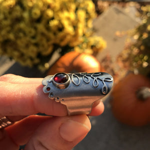 Garnet Saddle Ring, US 6.25, ready-to-ship