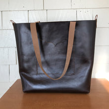Glossy Dark Brown Leather Over-Sized Tote Bag, ready-to-ship