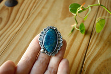 Silver Azurite Ring—Efflorescence Floral Azurite Statement Ring—Finished In Your Size