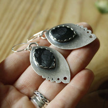 Black Lacey Earrings—Sterling Silver and Marquise Black and Grey Picasso Jasper Earrings—Ready-to-Ship