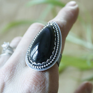 Rainbow Obsidian Ring—US 10/10.25—Sterling Silver Rainbow Obsidian Statement Ring—Ready-to-Ship