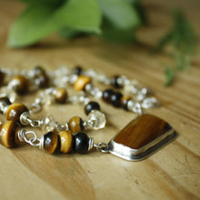 Tiger Eye Necklace—Bezel Set Tiger Eye and Citrine Wire Wrapped Necklace—Ready-to-Ship