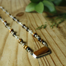 Tiger Eye Necklace—Bezel Set Tiger Eye and Citrine Wire Wrapped Necklace—Ready-to-Ship