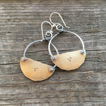 Hammered Riveted Earrings—Half Light Earrings in Brass—Brass Half Circles—Hammered Brass Earrings—Ready-to-Ship