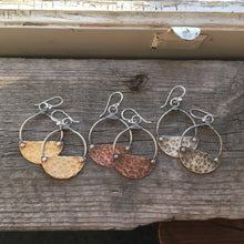 Hammered Riveted Earrings—Half Light Earrings in Copper—Copper Half Circles—Hammered Copper Earrings—Ready-to-Ship