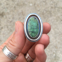 Hubei Turquoise and Silver Ring—US 6.5—Green Oval Turquoise Shadow Box Ring—Ready-to-Ship