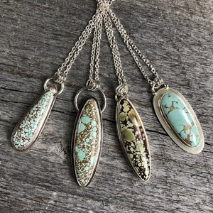 Hubei Turquoise Necklace—Simple Sterling Silver Pendant Necklaces—Hubei Pendant II—Ready-to-Ship