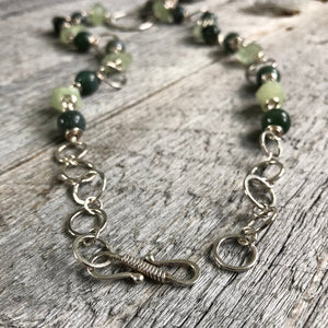 Ocean Jasper and Opal Pendant—Ocean Jasper and Opal Sterling Silver Necklace—Prehnite and Moss Agate Wire Wrapped Necklace—Ready-to-Ship