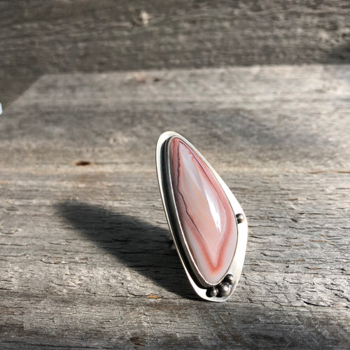 Botswana Agate Statement Ring—US 7, Fits Small—Sterling Silver Freeform Botswana Agate Ring—Ready-to-Ship