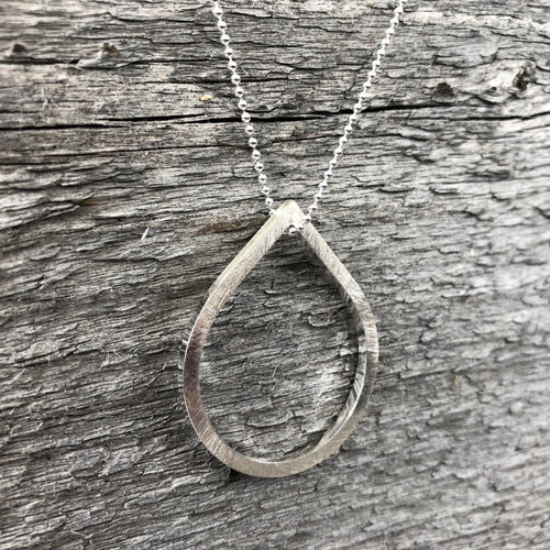 Silver Teardrop Pendant—Heavy Squared Wire Teardrop—Ready-to-Ship