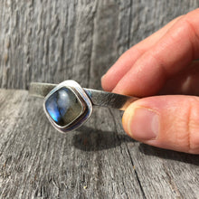 Silver Labradorite Cuff—Sterling Silver Cuff Bracelet—Smooth Square Labradorite Cuff—Ready-to-Ship
