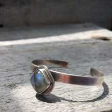 Silver Labradorite Cuff—Sterling Silver Cuff Bracelet—Smooth Square Labradorite Cuff—Ready-to-Ship