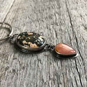 Ocean Jasper and Opal Pendant—Ocean Jasper and Opal Sterling Silver Necklace—Prehnite and Moss Agate Wire Wrapped Necklace—Ready-to-Ship