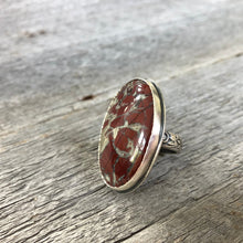 Silver and Jasper Ring—US 6.5—Brecciated Jasper Ring—Sterling Silver Oval Brecciated Jasper Statement Ring—Ready-to-Ship