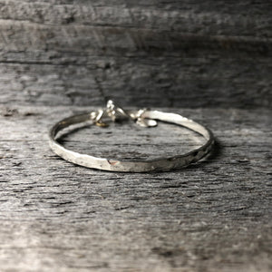 Silver Charm Bangle—Thick Hammered Sterling Silver Charm Bangle Bracelet—Ready-to-Ship