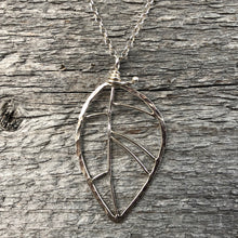 Sterling Silver Leaf Pendant Necklace—Hammered—Medium Size Leaf—31 Inch Chain—Simple Leaf Pendant—Ready-to-Ship
