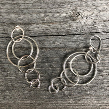 Silver Cascading Circle Earrings—Interlocking Sterling Silver Circles—Post or French Hook, You Choose—Ready-to-Ship