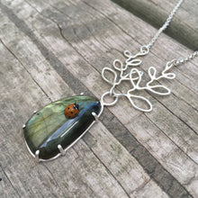 Long Labradorite Necklace—GROW Necklace II—Prong Set Smooth Freeform Labradorite—Adjustable Chain—Ready-to-Ship