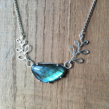Silver Labradorite Necklace—GROW Necklace I—Prong Set Smooth Freeform Labradorite—Adjustable Chain—Ready-to-Ship