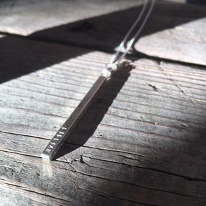 Silver Bar Necklace—Sterling Silver Stamped Pendant—Name Necklace—Mothers Necklace—Kinetic Pendant—Meditation Jewellery—Made-to-Order